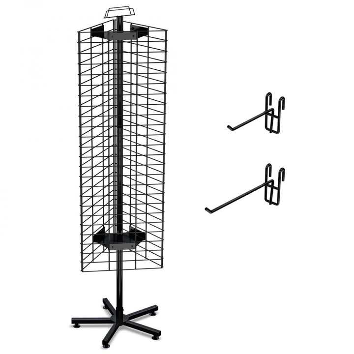 3-Sided 48" x 16" Wire Grid Panel Floor Spinner Display