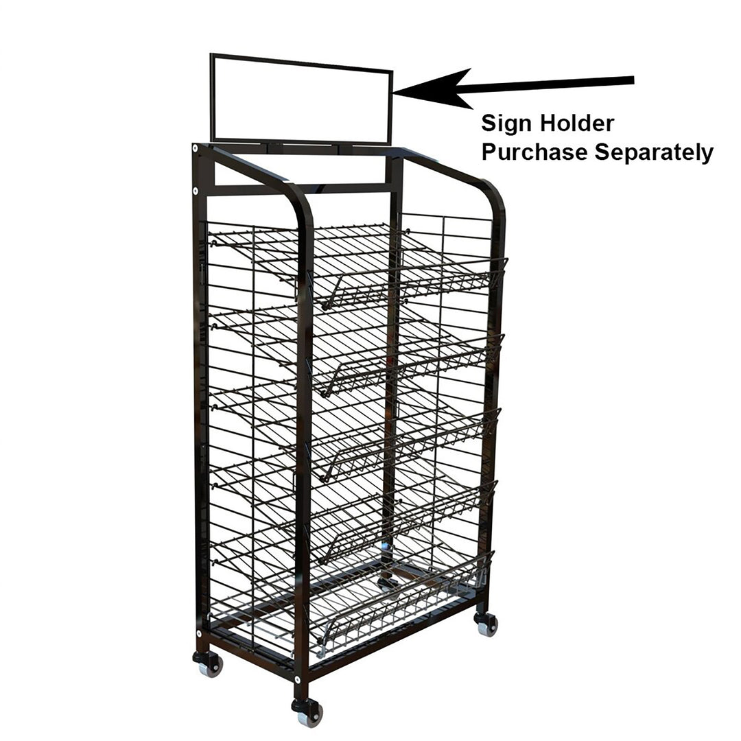 5 Shelf Wire Display Rack With Circular Sign Holders