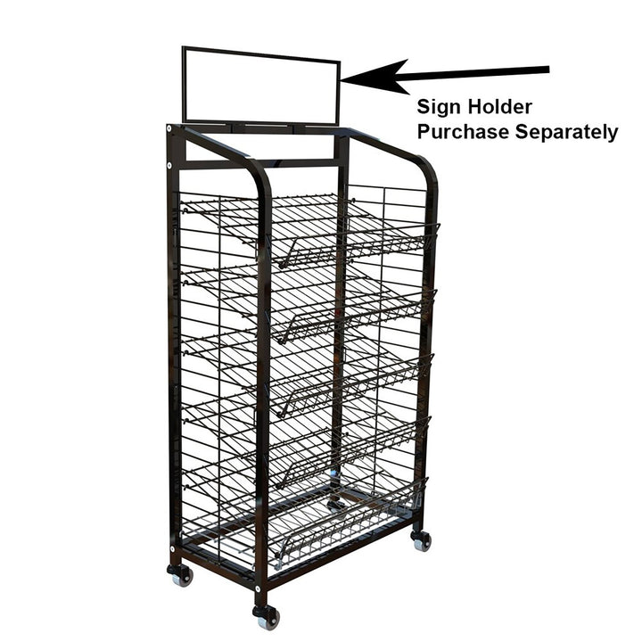 5 Shelf Wire Display Rack With Circular Sign Holders