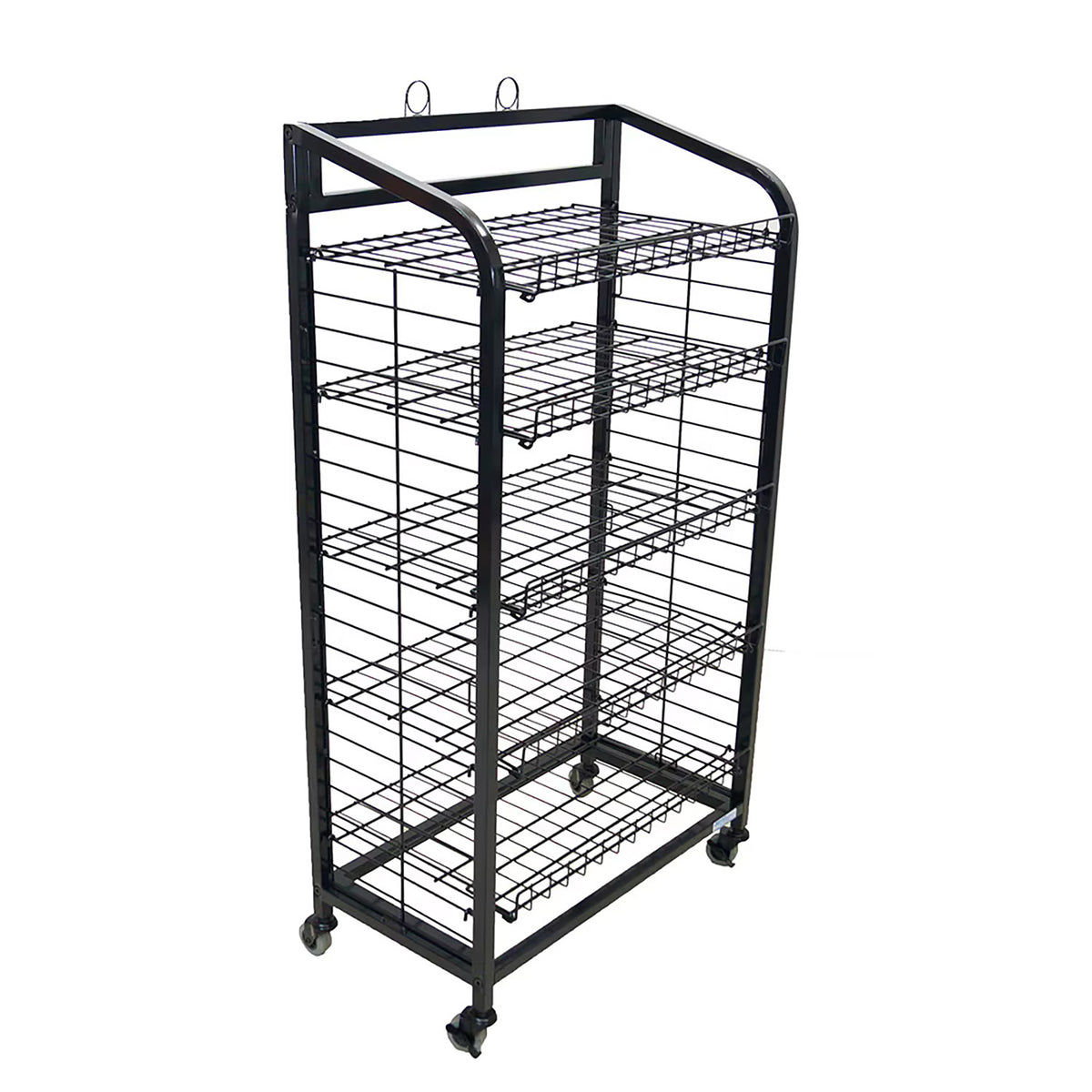 5 Shelf Wire Display Rack With Circular Sign Holders – Allen Display