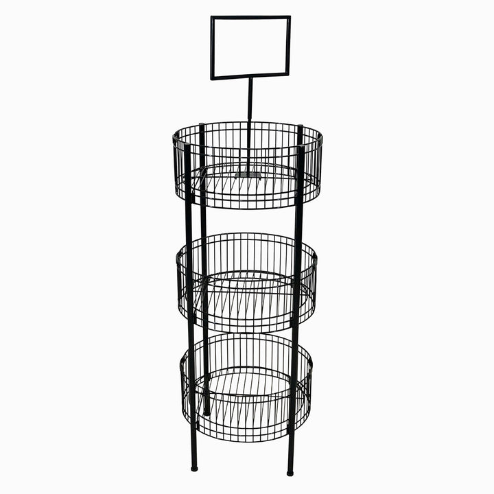 3 Tier Dump Bin Wire Display Rack With Glides And Sign Frame