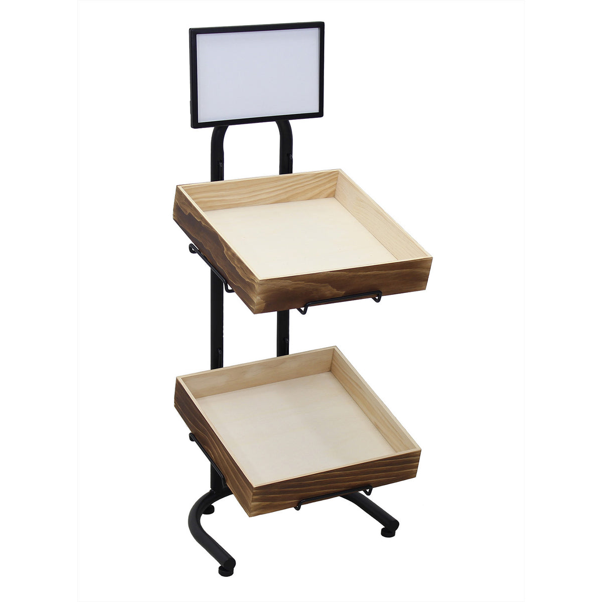 2 Wood Crates and Floor Stand Display Rack with Sign Frame – Allen Display