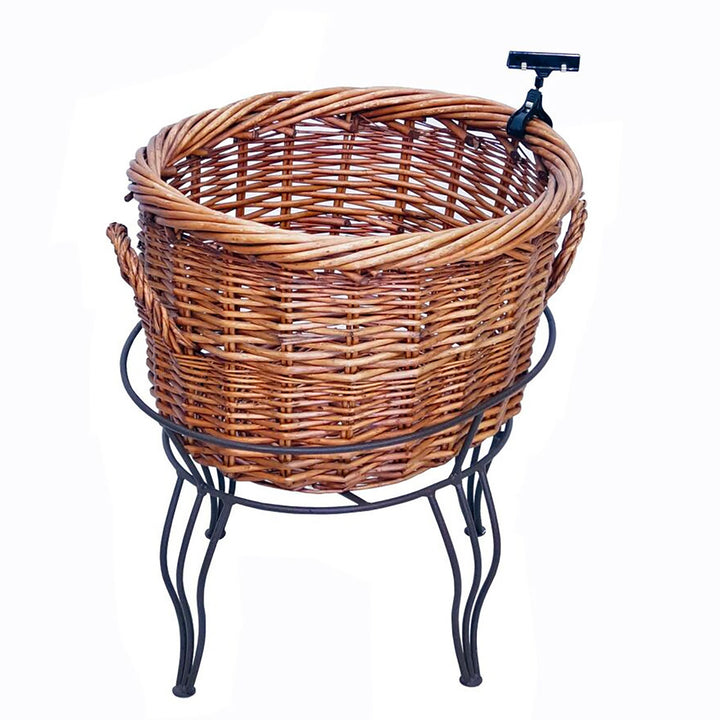 23"H Medium Round Willow Basket And Floor Stand Display Rack