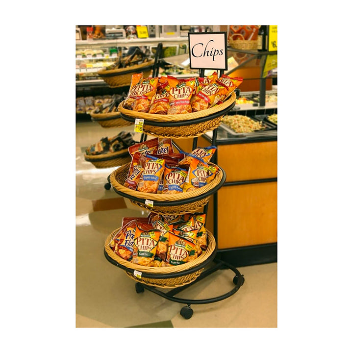 3-Tier Willow Basket Floor Display with 3 Oval Baskets