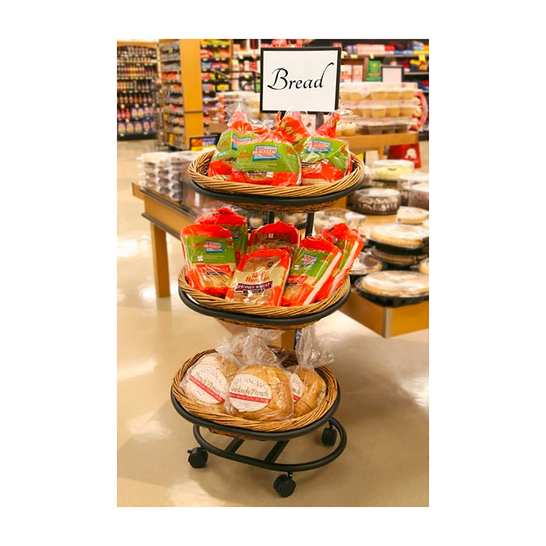 3-Tier Willow Basket Floor Display with 3 Oval Baskets