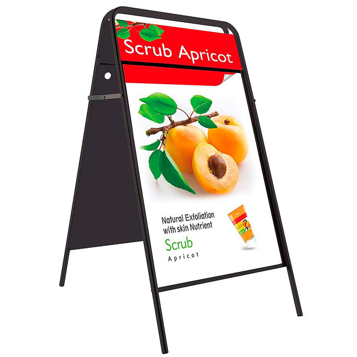 Black A Frame 20" x 30" Poster Size Rectangular Sign Holder with Magnetic Cover