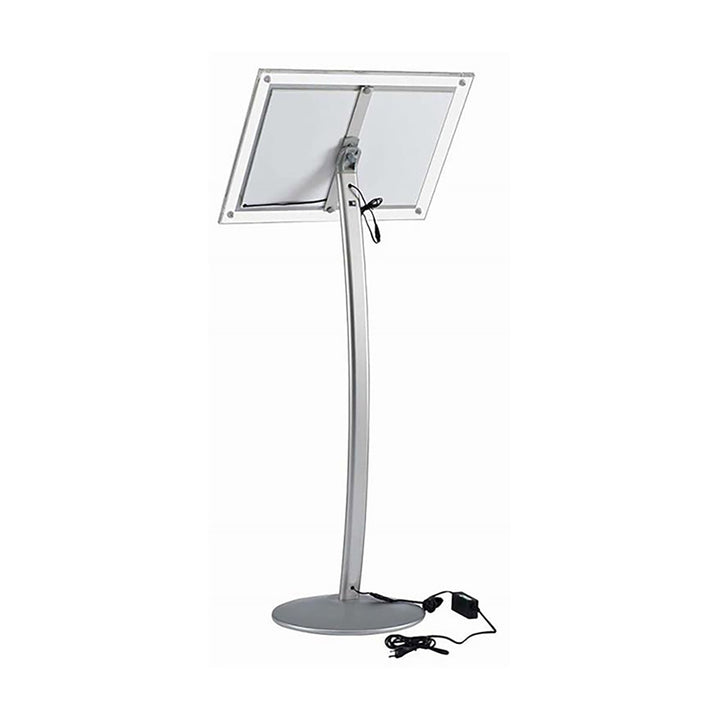 Black Curved Sign Holder w/LED Lighting - Portrait & Landscape Orientation