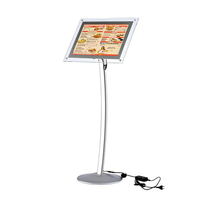 Black Curved Sign Holder w/LED Lighting - Portrait & Landscape Orientation