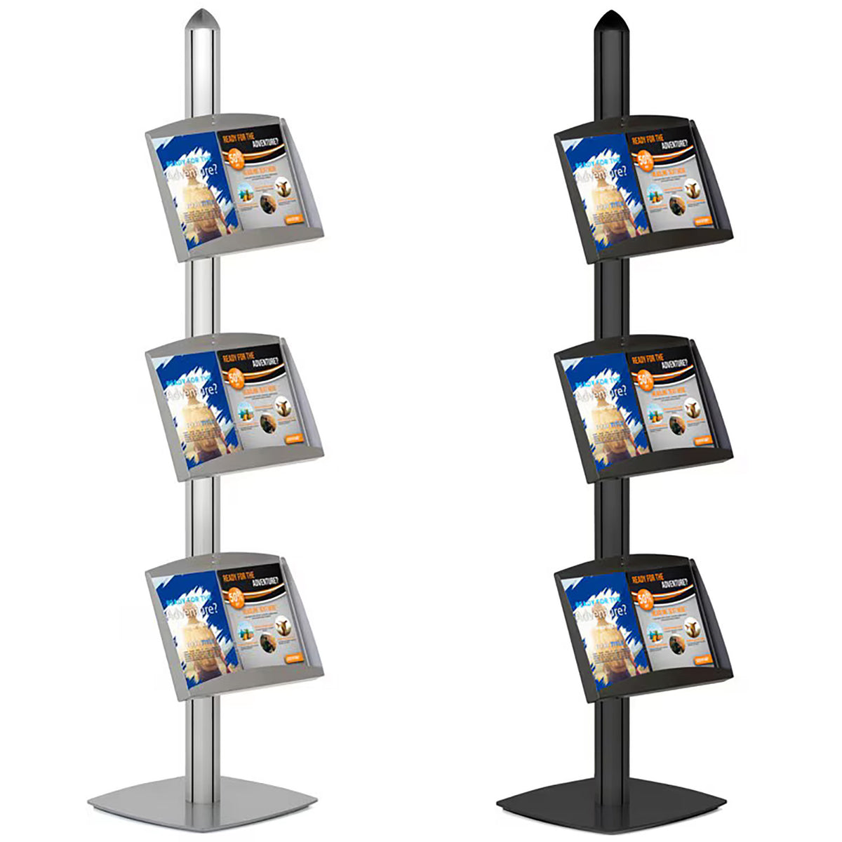 Free Standing Single Sided Brochure Display with 3 Shelves – Allen Display