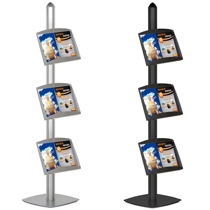 Free Standing Single Sided Brochure Display with 3 Shelves