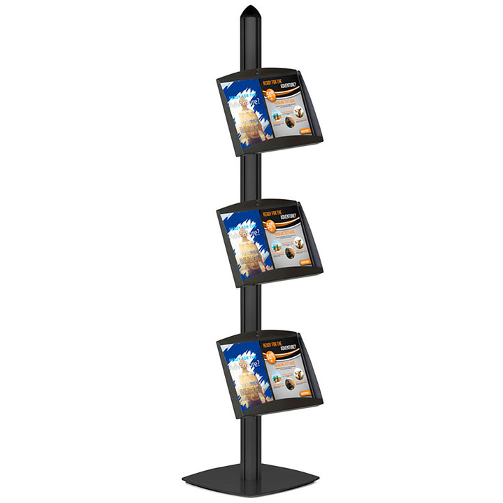 Free Standing Single Sided Brochure Display with 3 Shelves