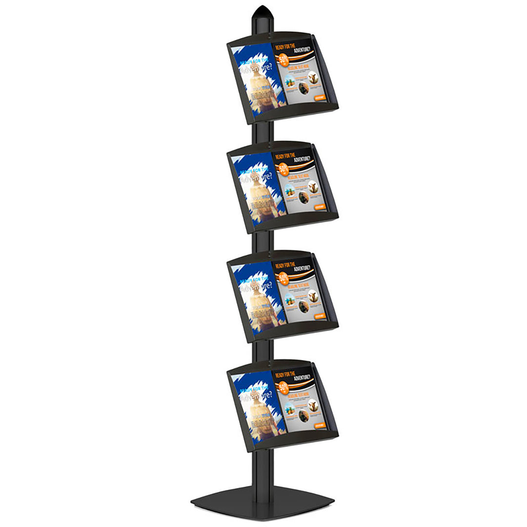 Free Standing Single Sided Brochure Display with 4 Shelves