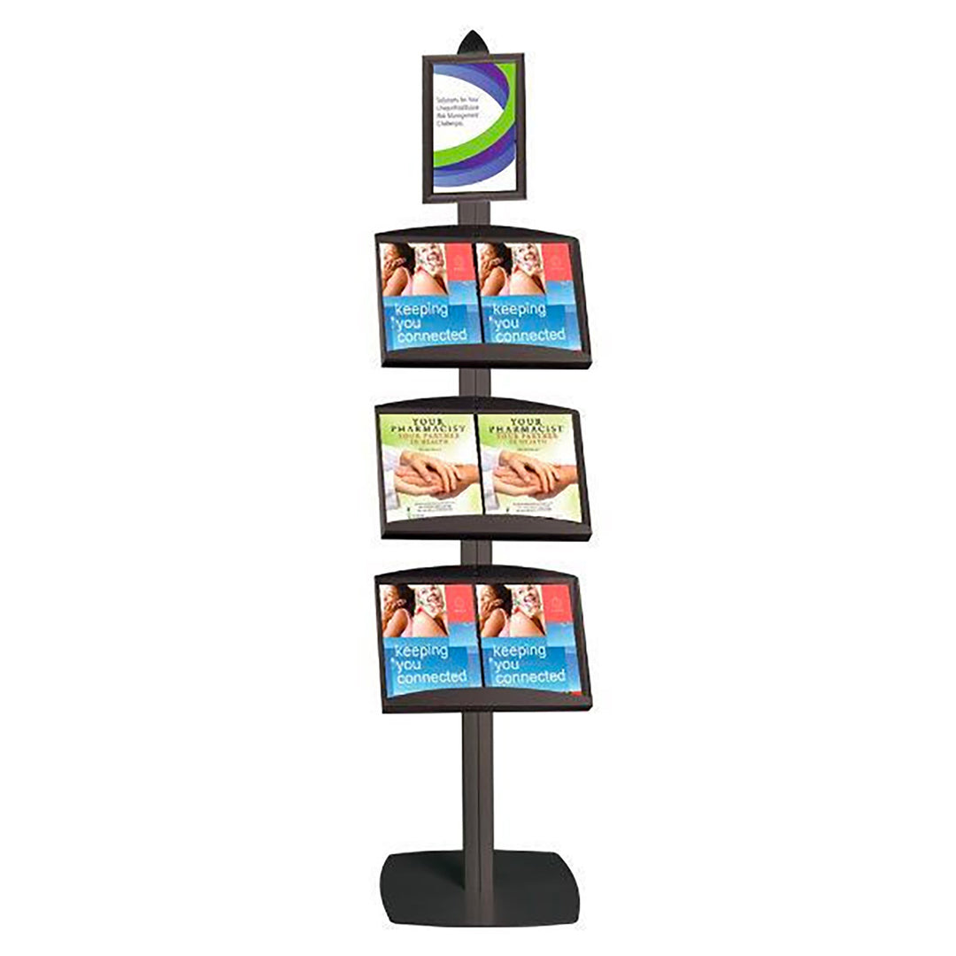 Sign Stand 8.5″ x 11″ with 3 Literature Display Shelves for 8.5"x11" Brochures