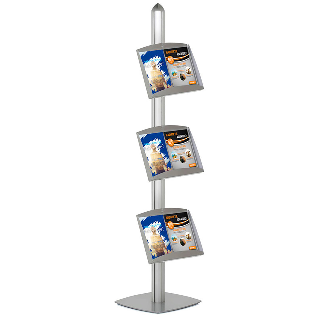 Free Standing Single Sided Brochure Display with 3 Shelves