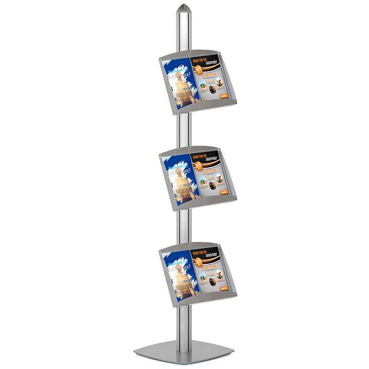 Free Standing Single Sided Brochure Display with 3 Shelves
