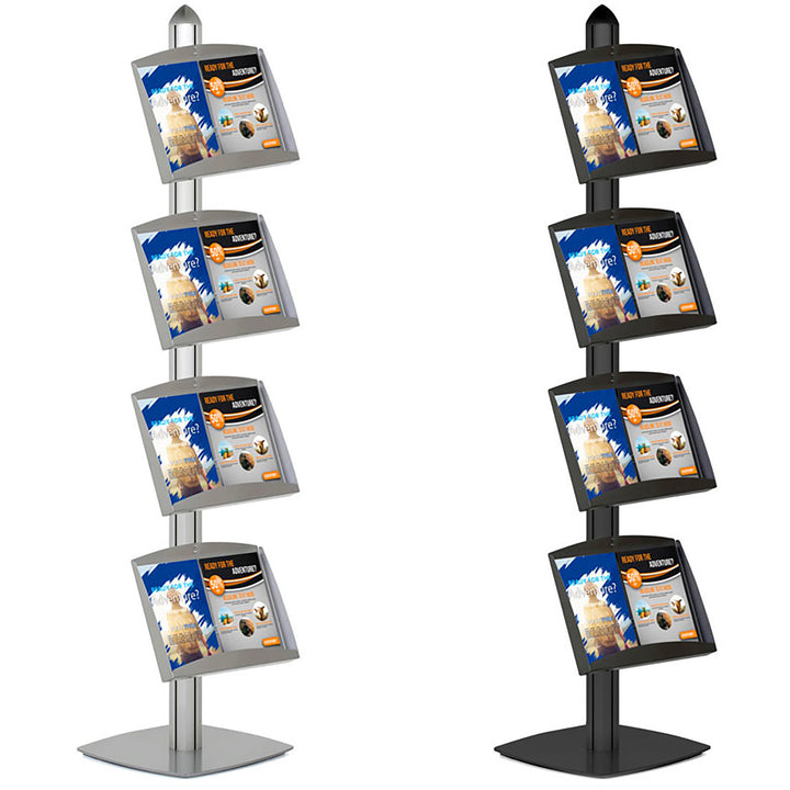 Free Standing Single Sided Brochure Display with 4 Shelves