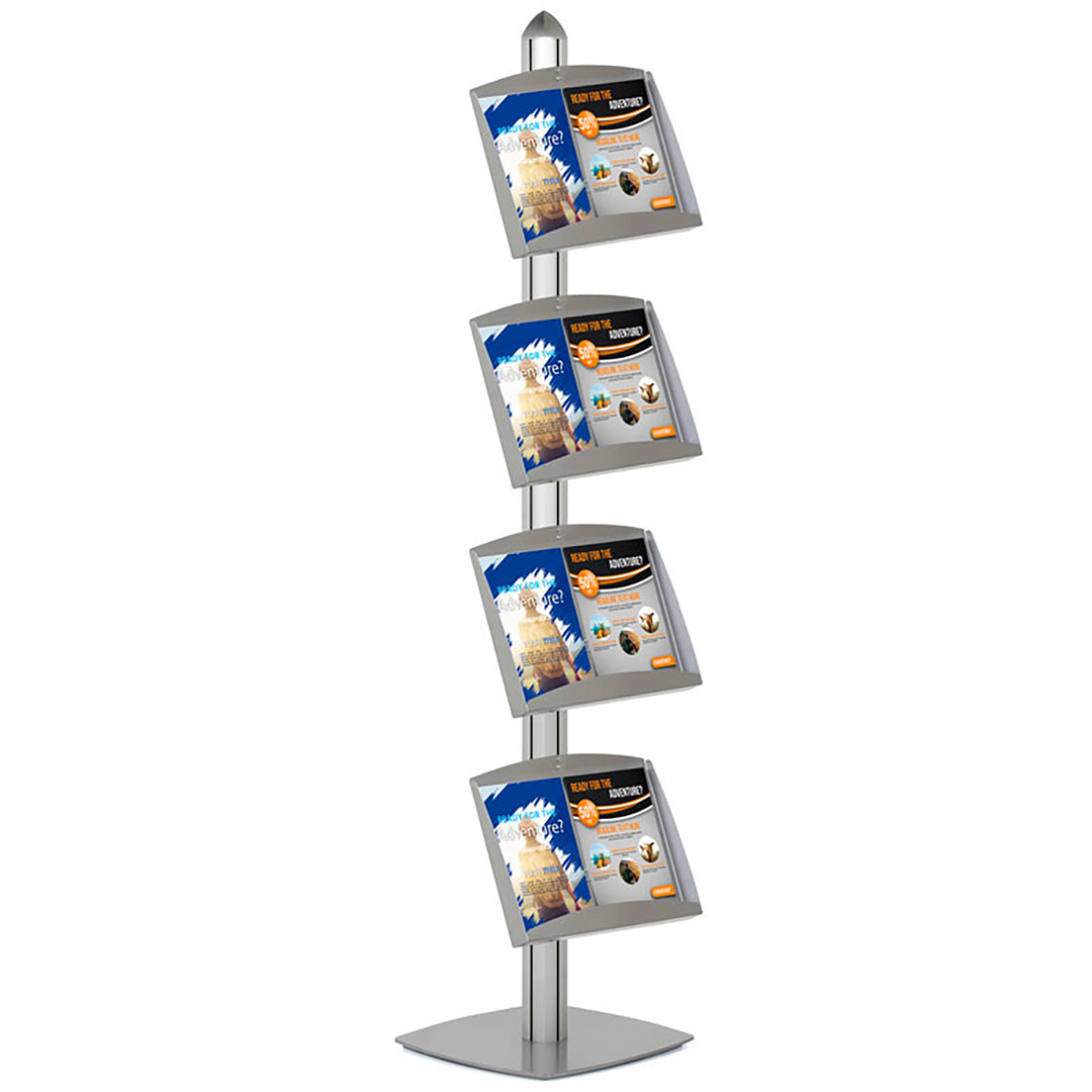 Free Standing Single Sided Brochure Display with 4 Shelves