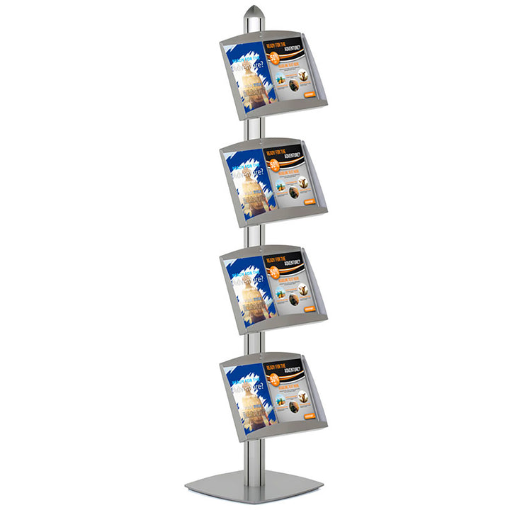 Free Standing Single Sided Brochure Display with 4 Shelves