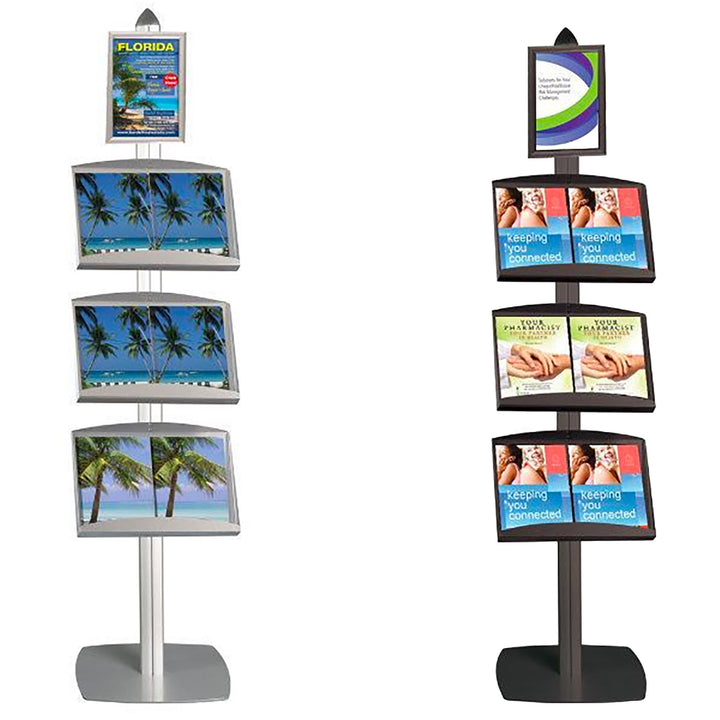 Sign Stand 8.5″ x 11″ with 3 Literature Display Shelves for 8.5"x11" Brochures