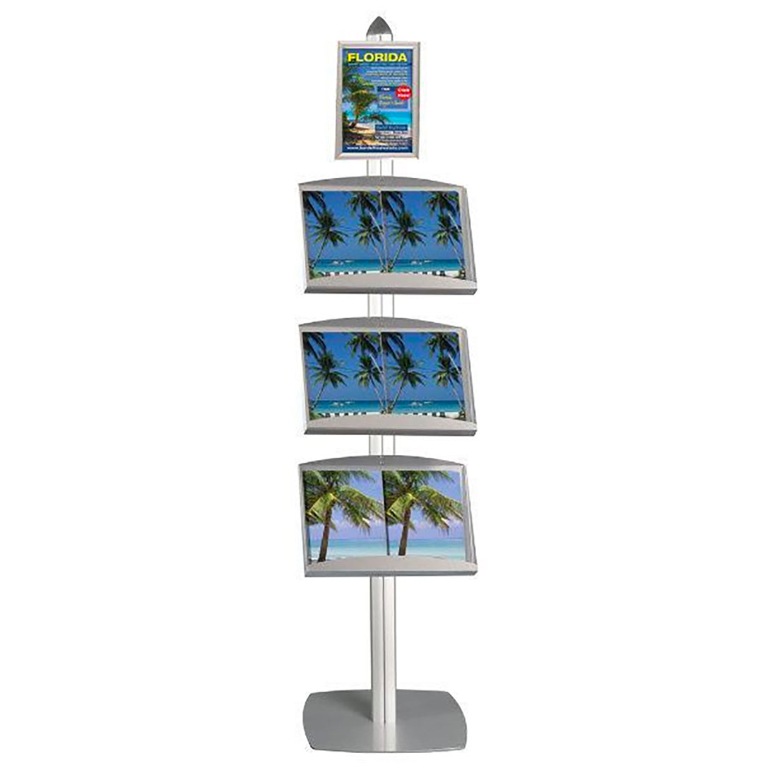 Sign Stand 8.5″ x 11″ with 3 Literature Display Shelves for 8.5"x11" Brochures
