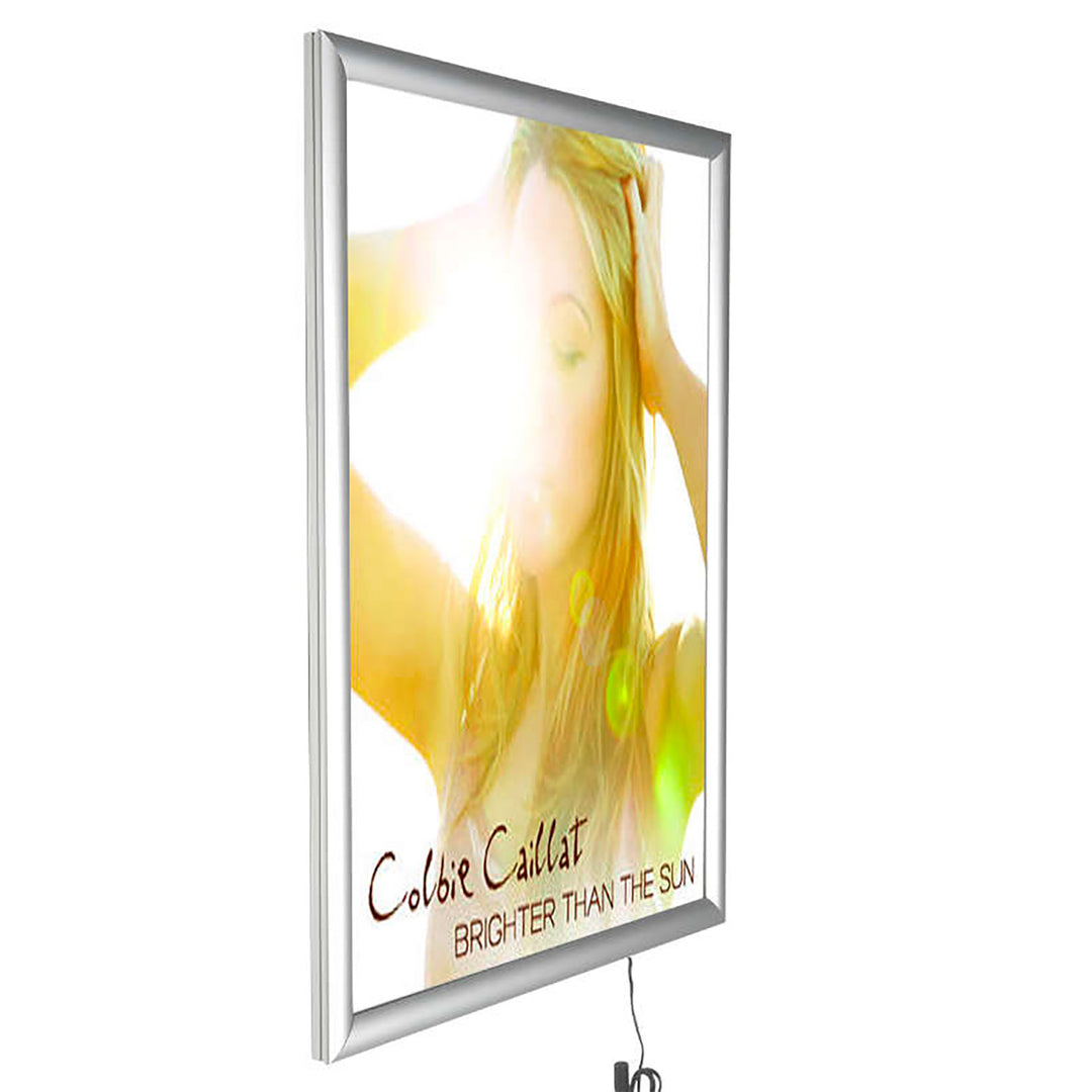 30" x 40" LED Backlit Snap Poster Frame Silver 1″ Aluminum Front Loading