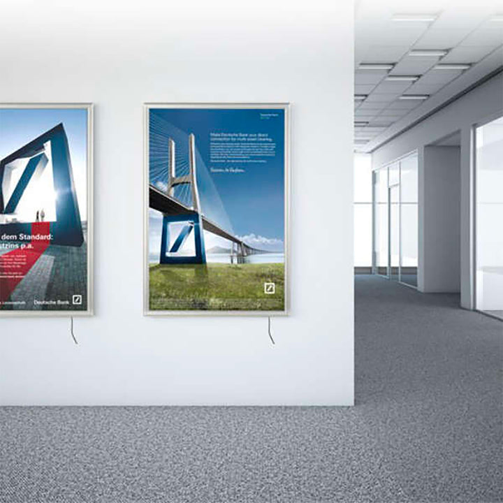 30" x 40" LED Backlit Snap Poster Frame Silver 1″ Aluminum Front Loading