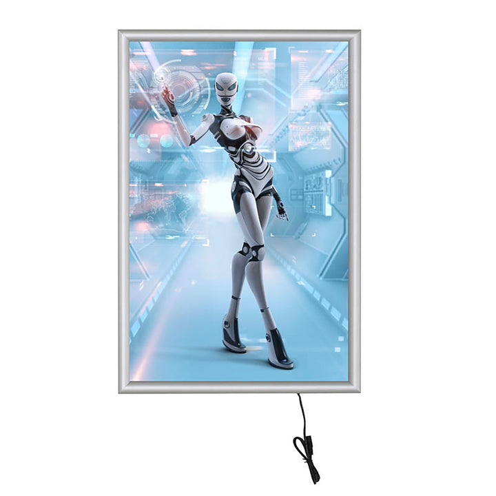 24" x 36" Led Box 1 inch Silver Slim Profile Single Sided