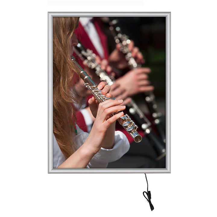 30" x 40" LED Backlit Snap Poster Frame Silver 1″ Aluminum Front Loading