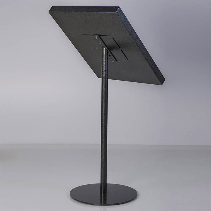 Metal Enclosed Bulletin Menu Board Pedestal Menu Holder 4x(8.5×11) Inch Black with Gray Pattern Floor Standing