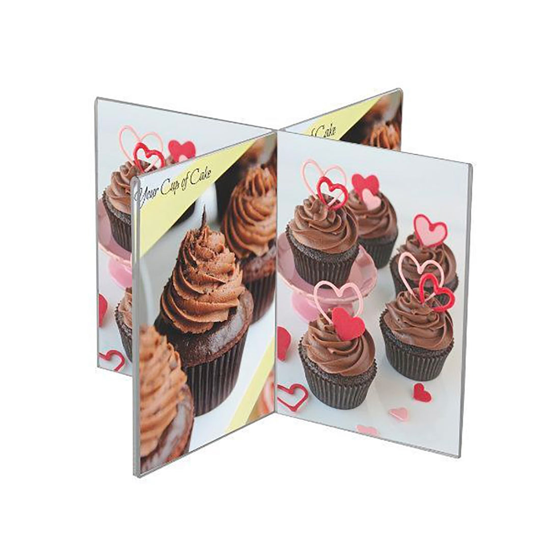 4 x (8.5″w x 11″h) Acrylic Cross Sign Holder Portrait 8 Sides