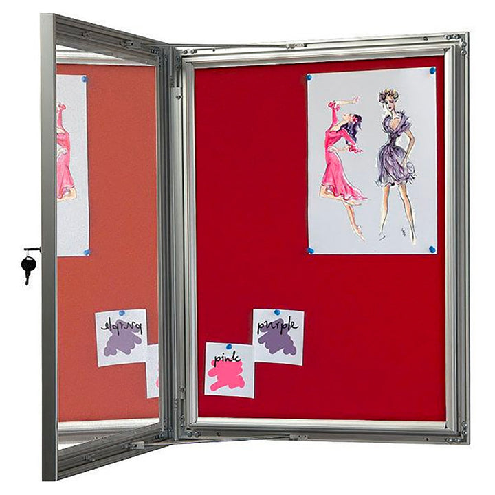 Blue Felt Enclosed Bulletin Board Outdoor Use - 23.03" x 42.32"