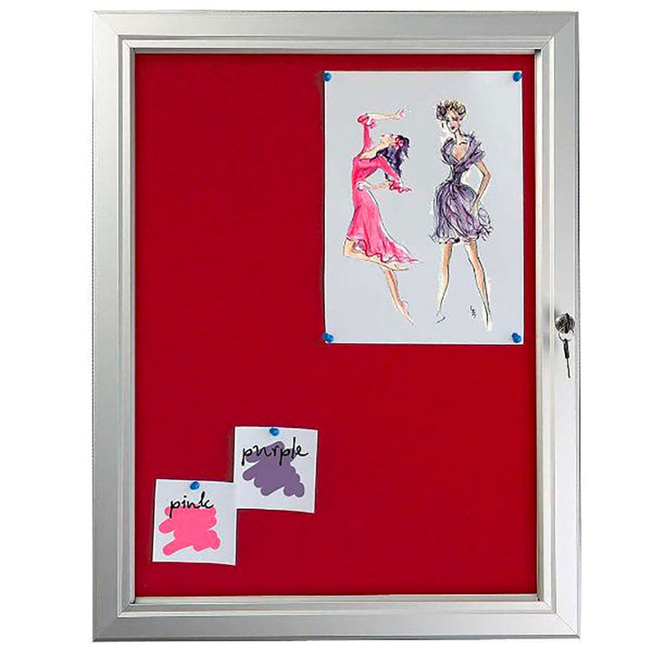 Red Felt Enclosed Bulletin Board Outdoor Use