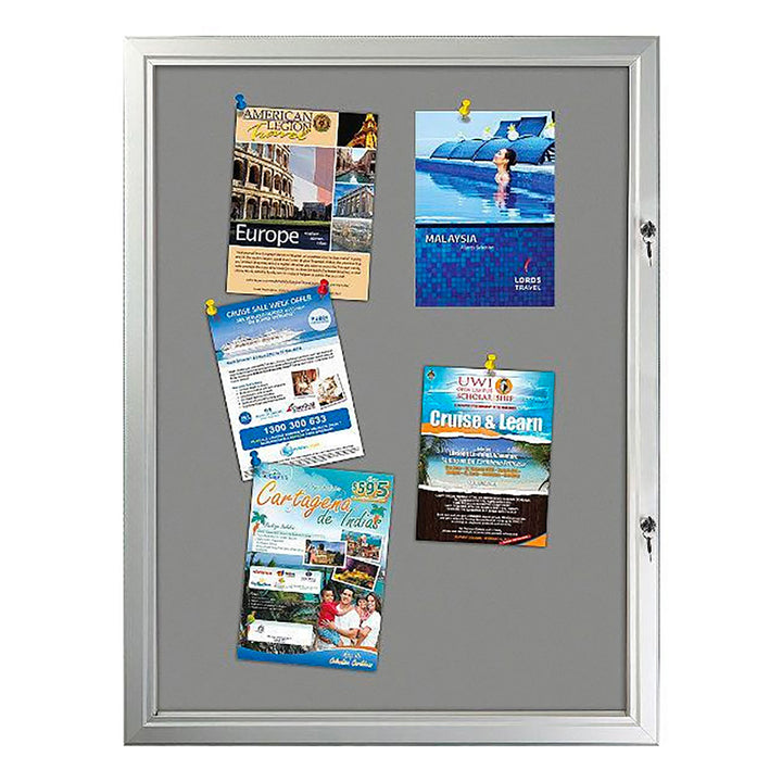 Gray Felt Enclosed Bulletin Board Outdoor Use - 32.09" x 42.32"