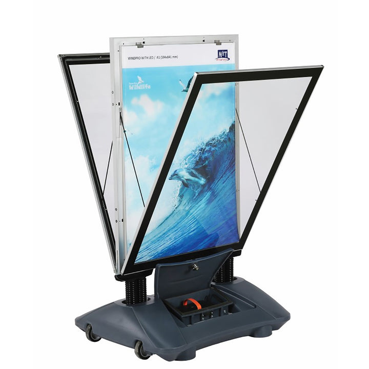 23.38″w x 33.11″h LED Light Double Sided Sidewalk Sign Poster Holder with Water Base
