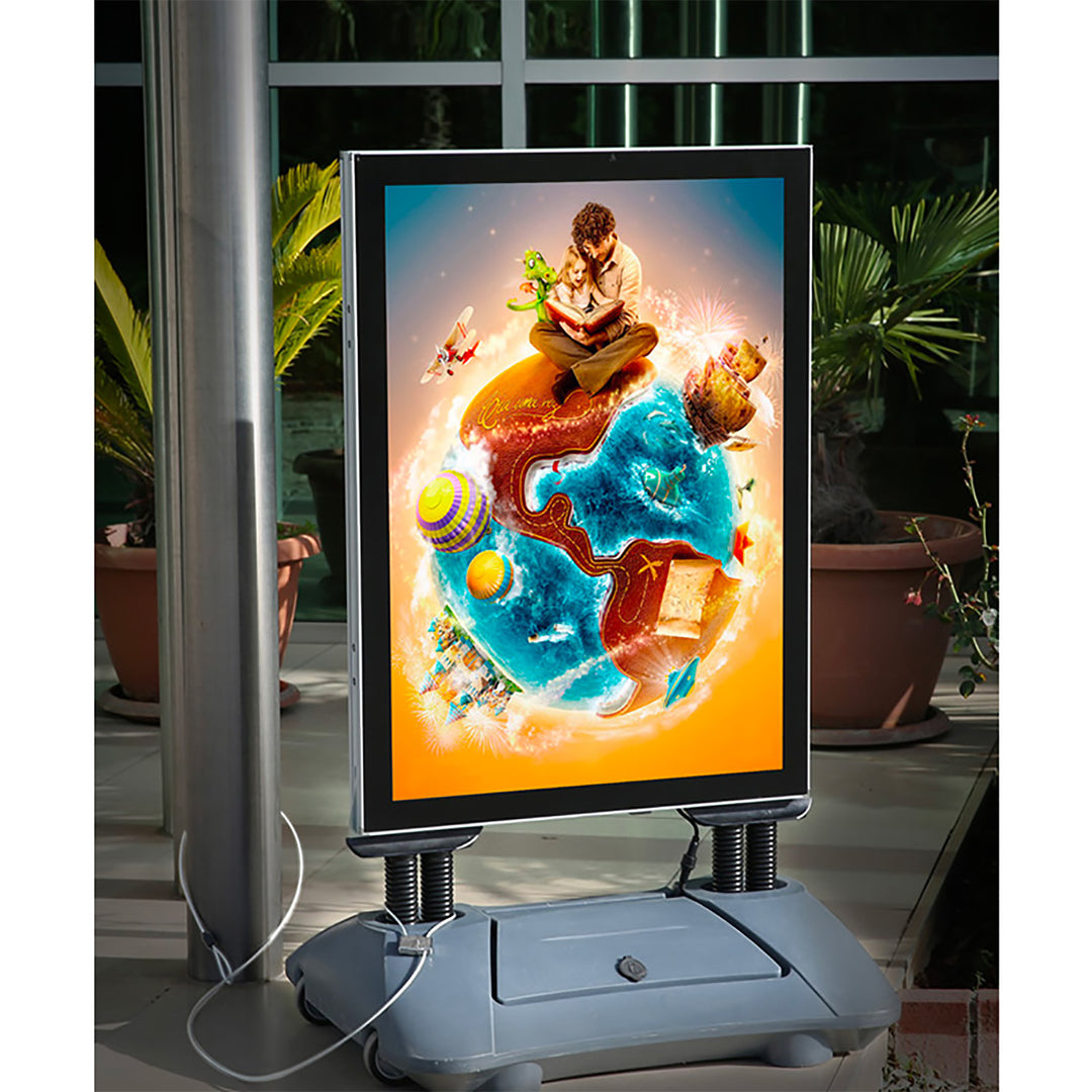 23.38″w x 33.11″h LED Light Double Sided Sidewalk Sign Poster Holder with Water Base