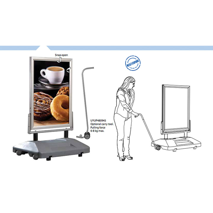 23.38″w x 33.11″h LED Light Double Sided Sidewalk Sign Poster Holder with Water Base