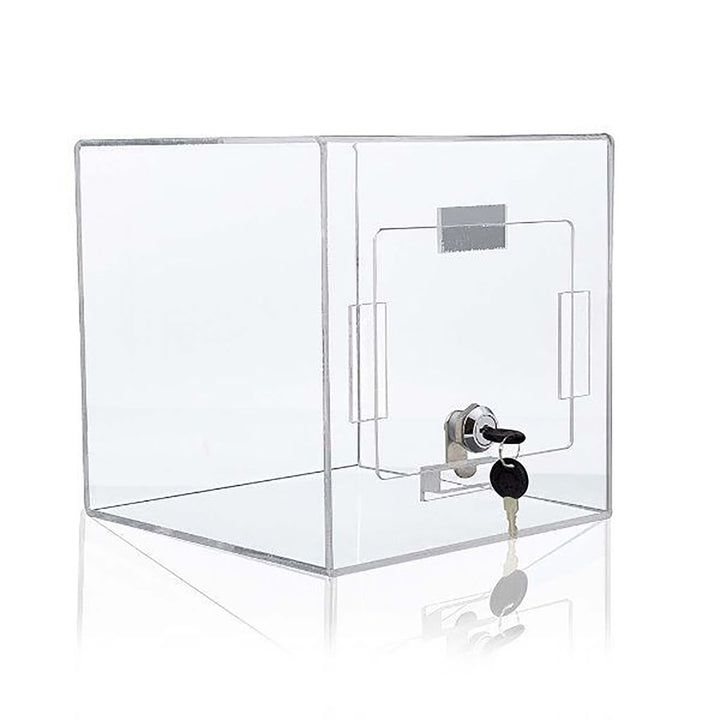Clear Acrylic Donation & Ballot Box w/Lock 8" × 8" x 8"