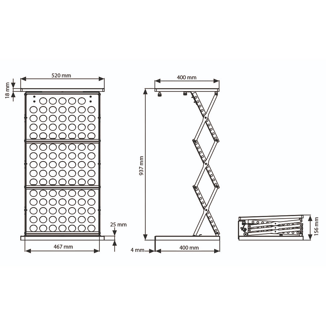 Foldable Counter with Perforated Literature Holder and Carrying Bag - Black