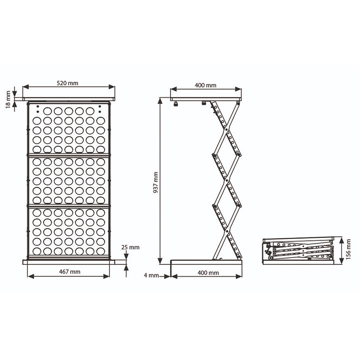 Foldable Counter with Perforated Literature Holder and Carrying Bag - Black
