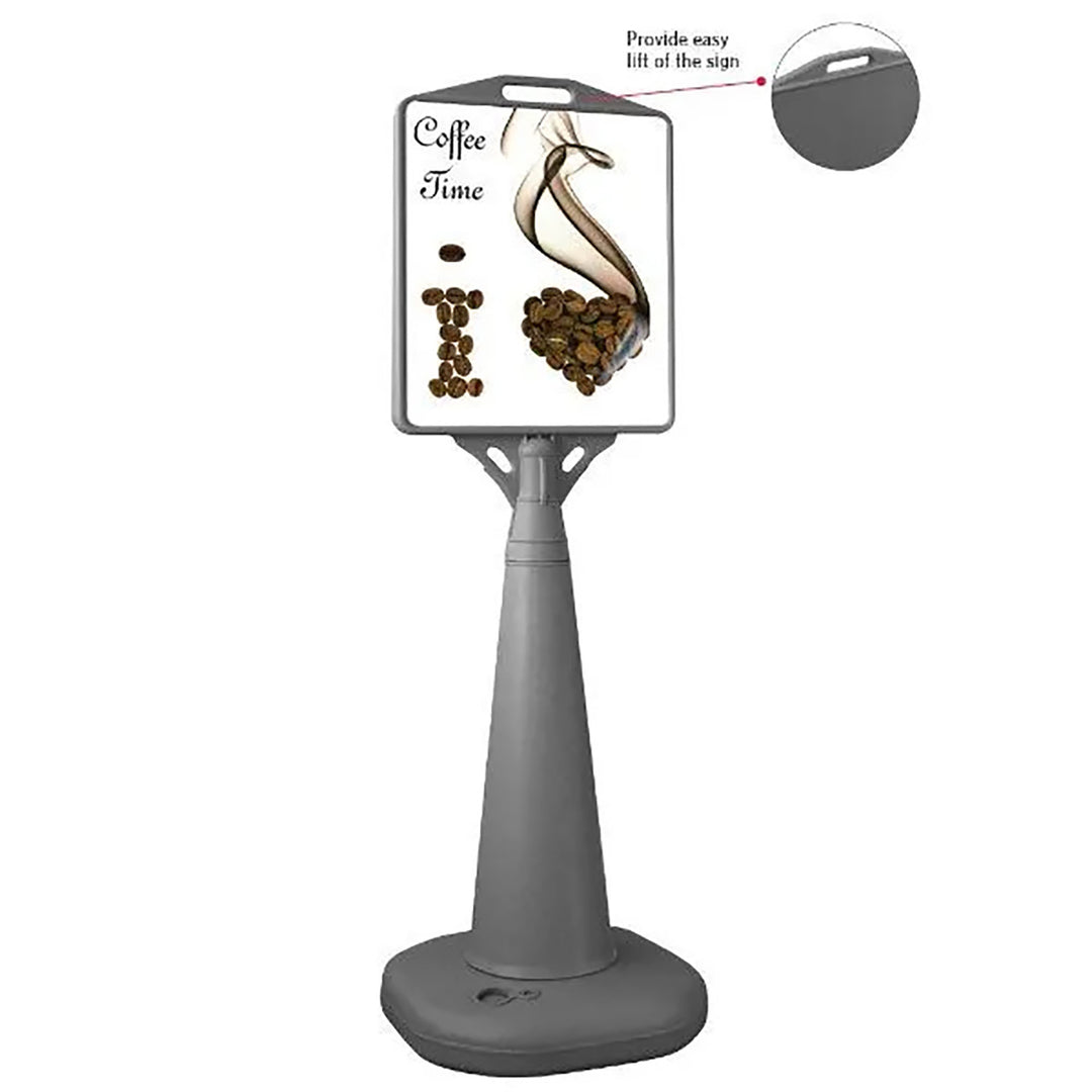 Pyramid Sidewalk Sign Gray Pyramid Waterbase 13.23″w x 15.24″h