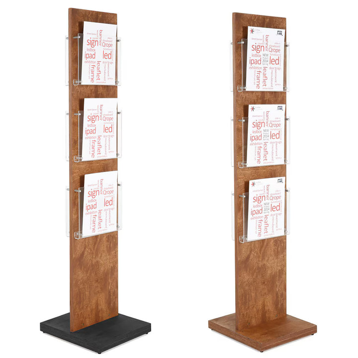 Double Sided, Plywood Literature Display Stand/Holder, Dark Wood