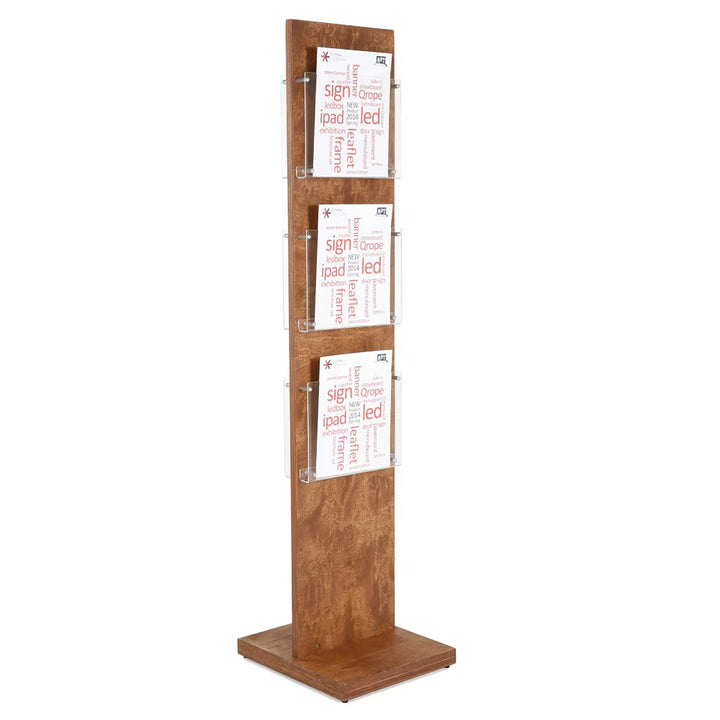 Double Sided, Plywood Literature Display Stand/Holder, Dark Wood