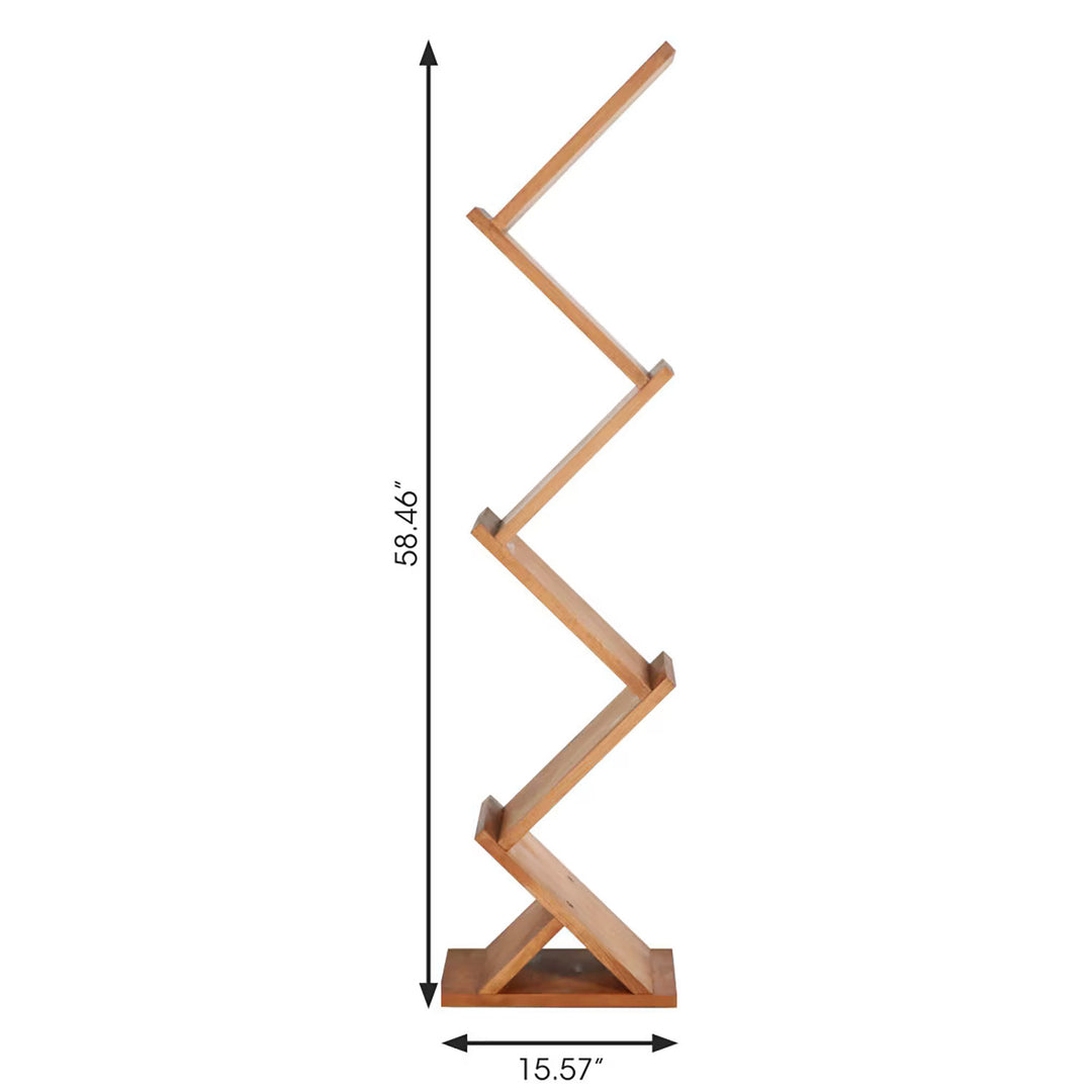Zig Zag Literature Holder, Brochure Display Stand, Dark Wood, 8.5×11, 5 Pockets