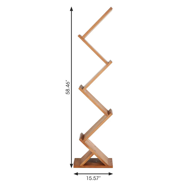 Zig Zag Literature Holder, Brochure Display Stand, Dark Wood, 8.5×11, 5 Pockets