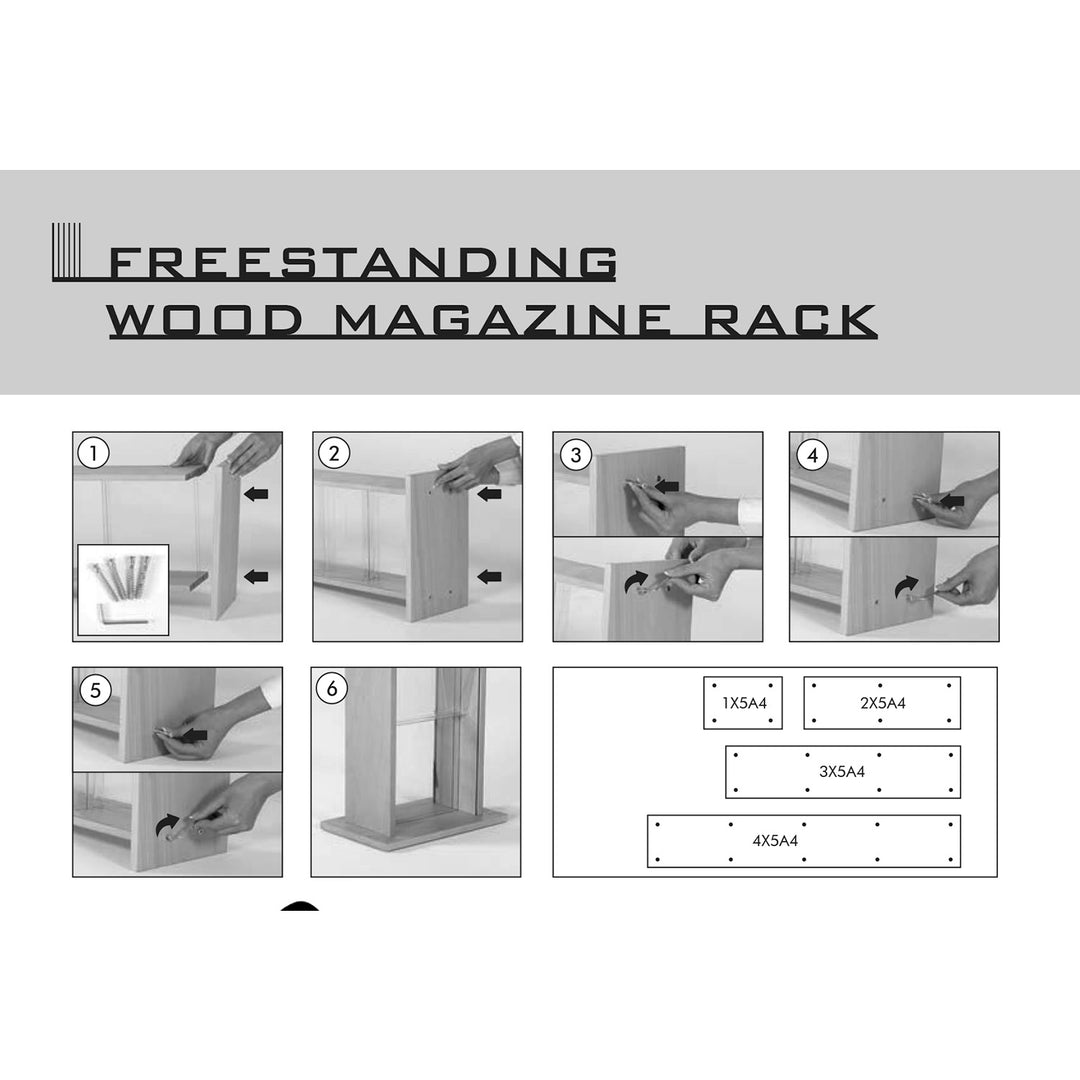 30 Pocket Free Standing Wood Magazine Rack 8.5x11 Capacity, Natural Finish