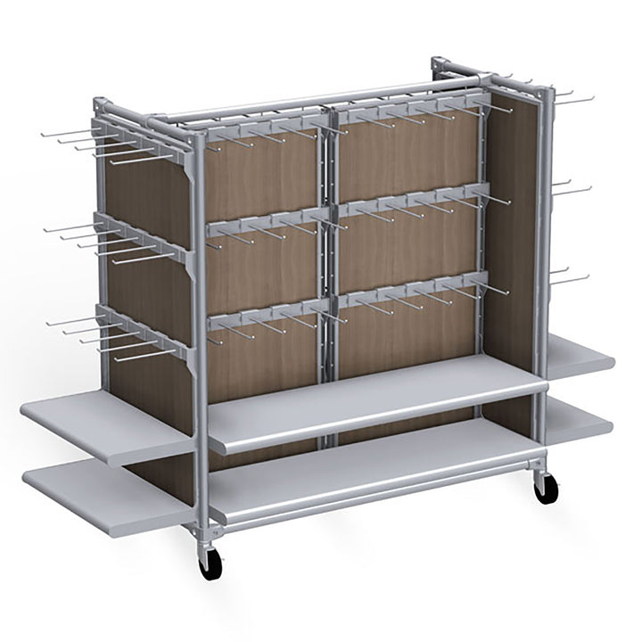 Classic Style Low 2-Mod Gondola Display Fixture w/Shelves/Hooks