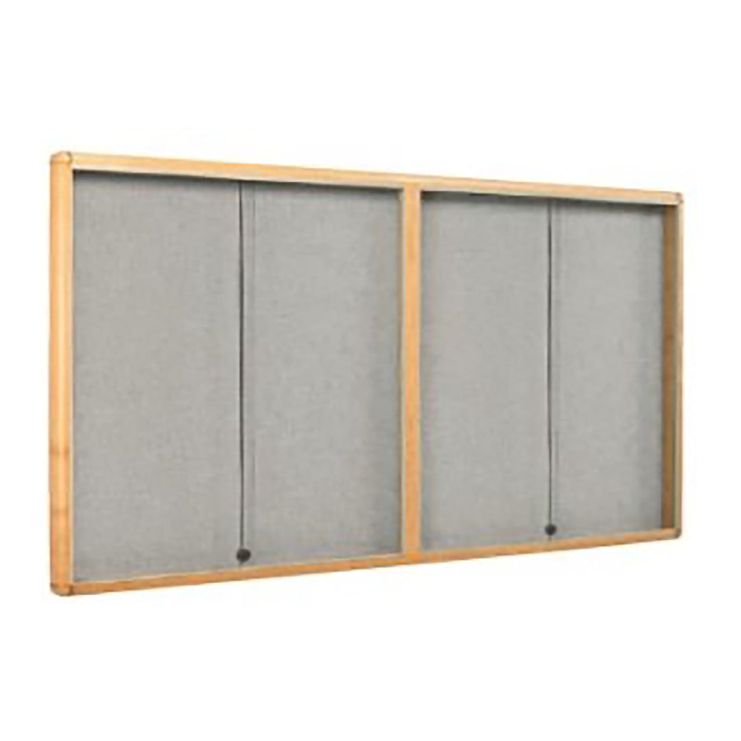 Premium Wood Frame Enclosed Bulletin Board with Sliding Doors - Fabric Back - Linear Frame