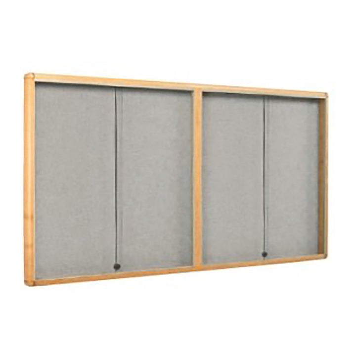 Premium Wood Frame Enclosed Bulletin Board with Sliding Doors - Fabric Back - Linear Frame