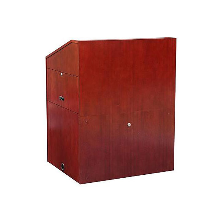 Multimedia Wood Veneer Lectern w/Flat Work Surface
