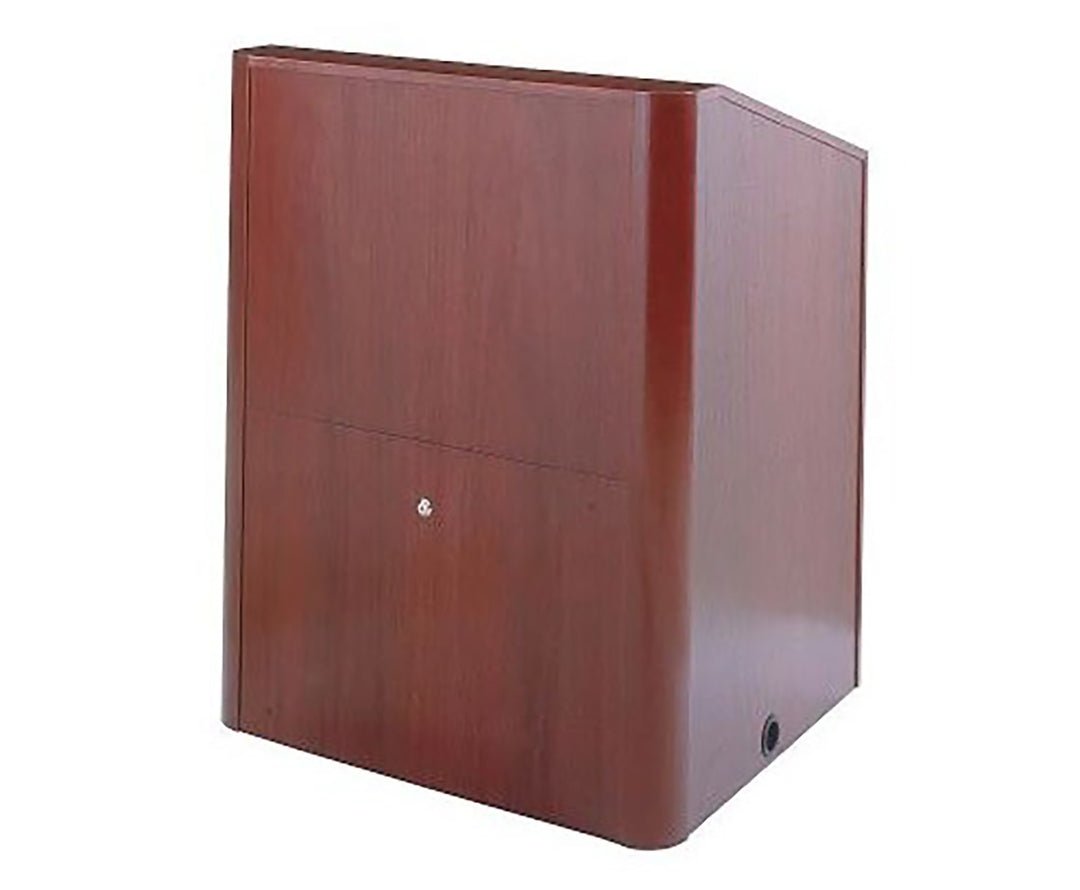Multimedia Wood Veneer Lectern Radius Front Corners w/Flat Work Surface
